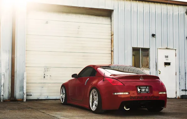 Picture red, garage, red, Nissan, 350z, Nissan, stance