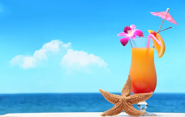 Picture sea, beach, cocktail, summer, fruit, beach, fresh, sea, fruit, paradise, drink, cocktail, tropical