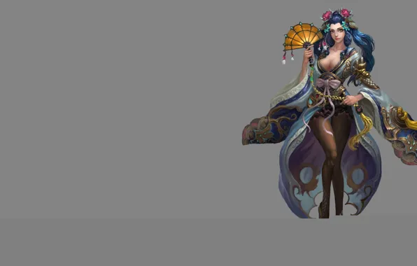 Picture girl, the game, fan, art, costume, character