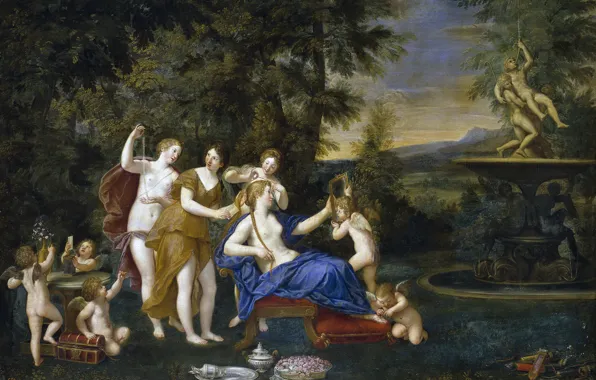 Picture trees, picture, fountain, genre, Francesco Albani, Venus in the Presence of Nymphs and Cupids