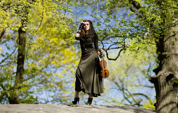 Picture girl, violin, dress, Violinist, Hannah Thiem, Musical Forest