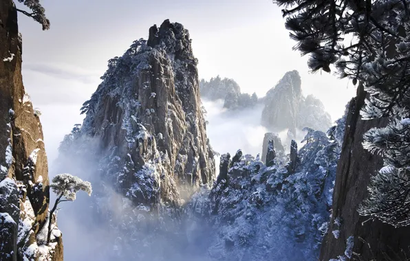 Picture snow, rocks, China