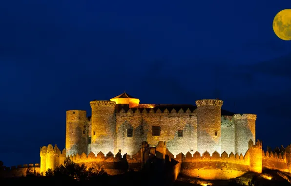 Picture night, castle, the moon, fortress