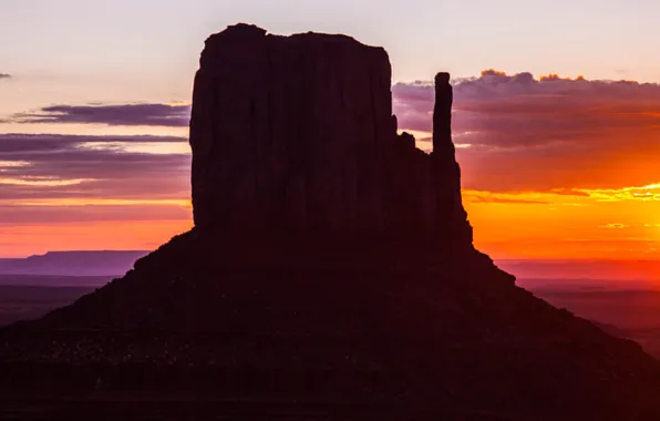 Picture the sun, sunset, rock, mountain, USA, Monument valley