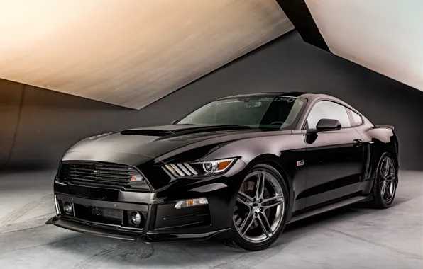 Picture black, Mustang, Ford, Mustang, Ford, Back, Roush, 2015, Stage 3
