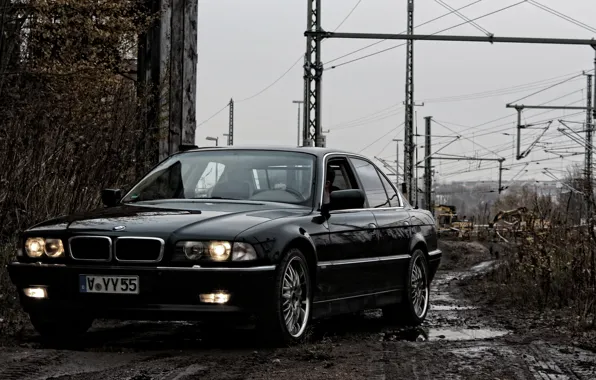 Picture Black, BMW, Boomer, BMW, Dirt, Lights, E38, bimmer, 740i