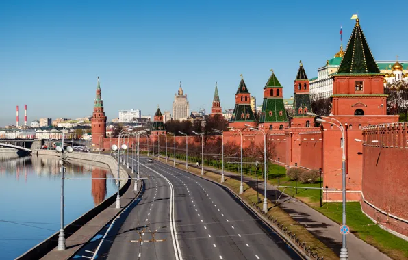 Picture Moscow, The Kremlin, Russia, promenade, capital, The Kremlin wall
