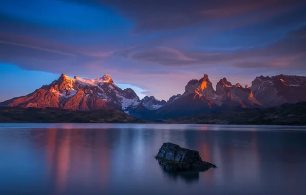 Picture the sky, mountains, lake, paint, Chile, South America, Patagonia