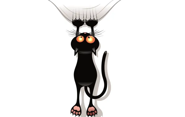 Picture background, black, cat, paws, tail, claws, scratches, vector. look