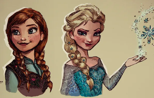 Picture figure, Anna, Elsa, Cold heart