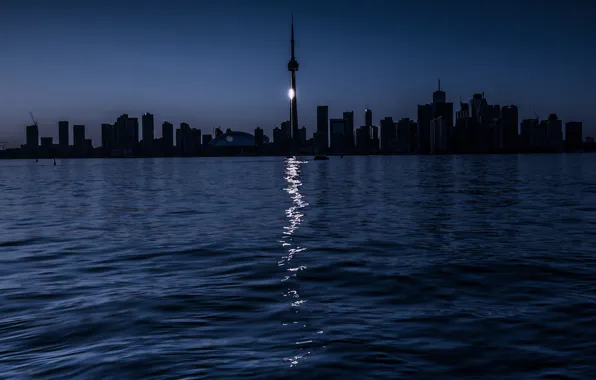 Picture night, lake, Toronto, moonlight