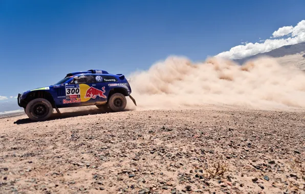 Picture The sky, Blue, Dust, Volkswagen, Red Bull, Touareg, Rally, Dakar, SUV
