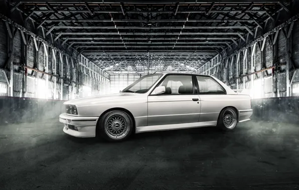 Picture BMW, white, coupe, E30, BBS