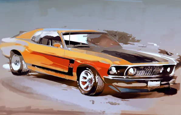 Picture machine, Mustang, ford, drawing