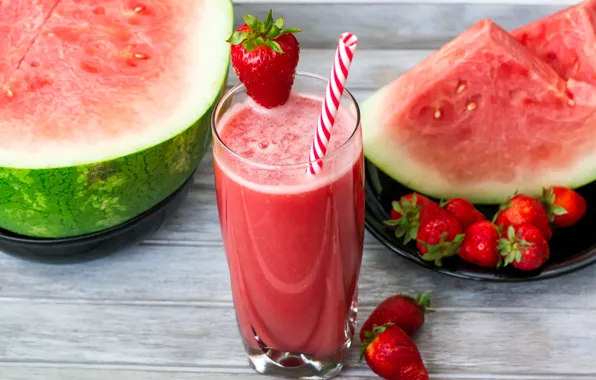 Picture watermelon, strawberry, juice, slices, water melon