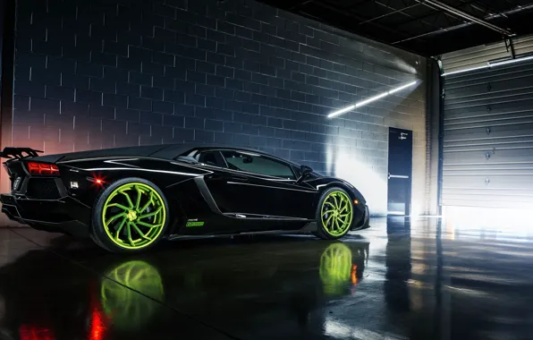 Picture Lamborghini, Black, Color, LP700-4, Aventador, Wheels, Rear, B-Forged, 393