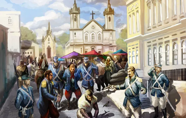 Picture people, building, art, Church, soldiers, assassins creed, art, assassin