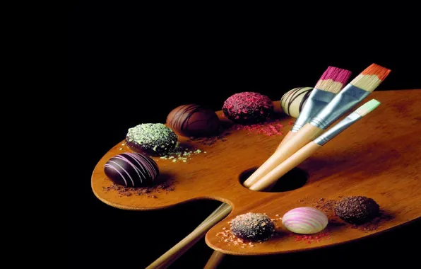 Picture BACKGROUND, BLACK, PAINT, CHOCOLATE, BOARD, SWEETS, BRUSH, POWDER, ART, CANDY, DESIGN