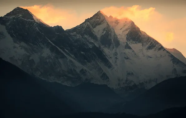 Picture snow, mountains, the wind, Chomolungma, Everest, The Himalayas, Everest, Lhotse, Lhotse
