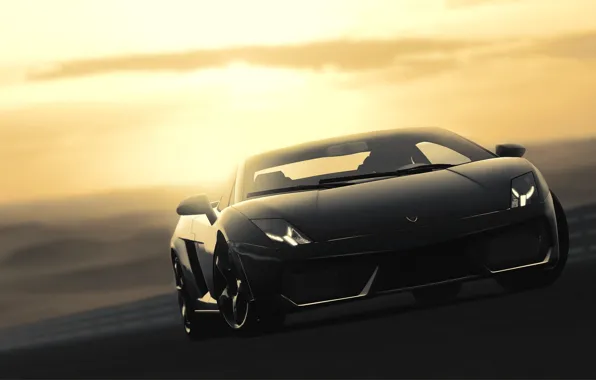 Picture Lamborghini, black, Gallardo, black, Lamborghini, Gallardo, Gran Turismo, GT5, Gran Turismo, LP560-4, PlayStation, Desert Sunset