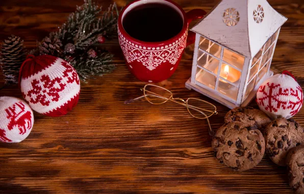 Picture decoration, New Year, Christmas, fire, fireplace, Christmas, cup, Xmas, decoration