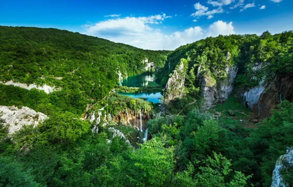 Picture forest, landscape, rocks, panorama, waterfalls, cascade, Croatia, Croatia, National Park, Plitvice lakes, Plitvice Lakes National …