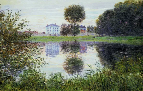 Picture landscape, lake, house, reflection, picture, Claude Monet, Spherical A Tree. Argenteuil
