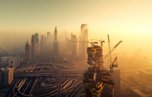 Picture construction, home, Dubai, UAE, cranes