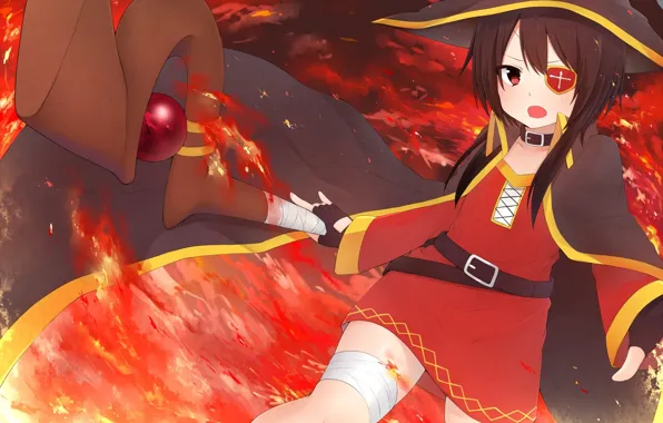 Picture kawaii, explosion, fire, flame, girl, hat, anime, asian, manga, wizard, pretty girl, witch, japanese, asiatic, …