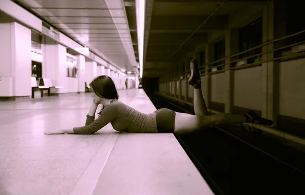 Picture girl, metro, figure, risk, Pointe shoes