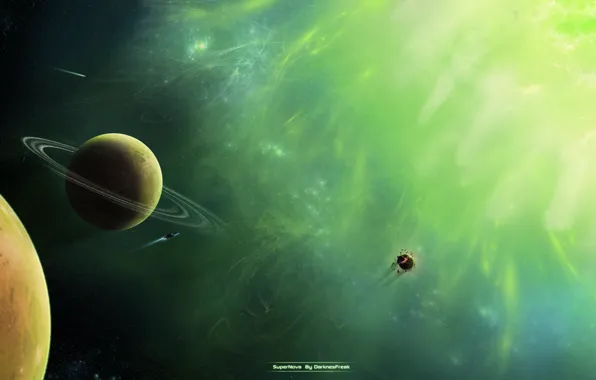 Picture green, planet, Sci Fi, Supernova