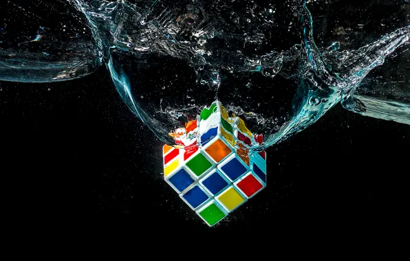 Picture water, macro, Rubik's cube, puzzle