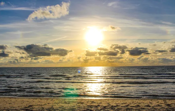 Picture sunset, dune, denmark, north sea