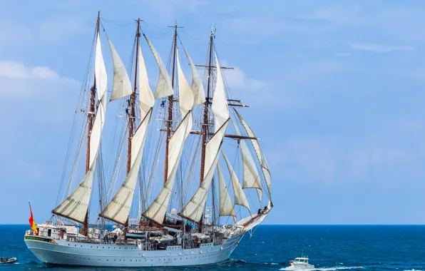 Picture sea, sailboat, boat, schooner, Juan Sebastian de Elcano