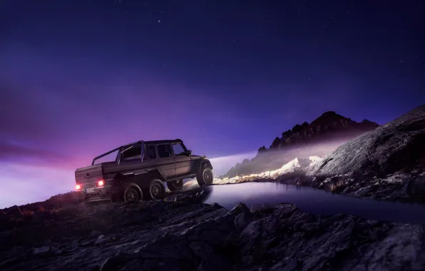 Picture Mercedes-Benz, Sky, AMG, G63, 6x6, Rear, Ligth, Nigth, Off-Road