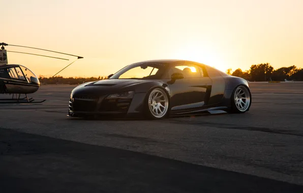 Picture sunset, audi, car, Solnce