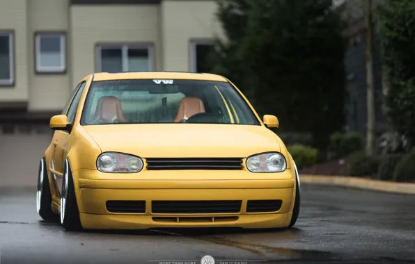 Picture volkswagen, golf, tuning, germany, low, stance, mk4, yelow