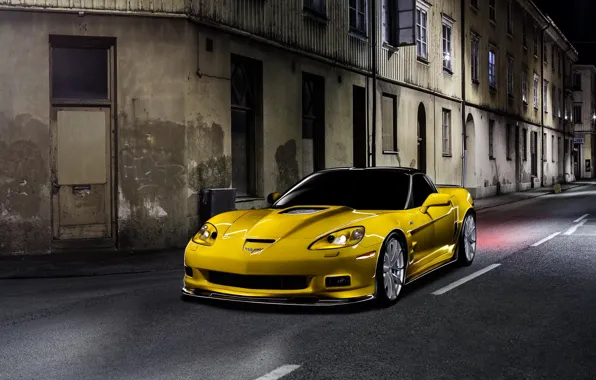 Picture Corvette, Chevrolet, ZR1, Car, Night, Yellow