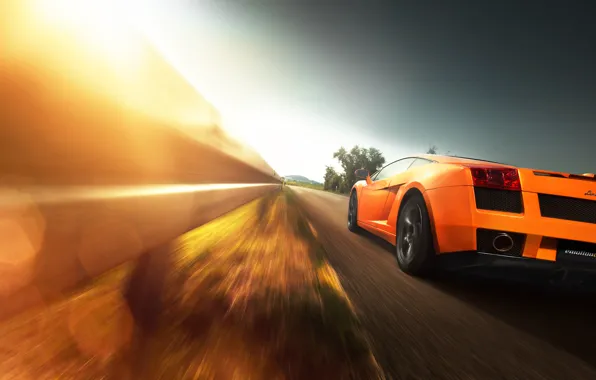 Picture Lamborghini, Gallardo, sunset, orange, Christian Motzek