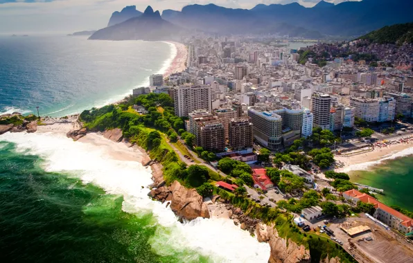 Picture sea, beach, landscape, mountains, coast, beauty, panorama, Brazil, megapolis, Rio de Janeiro