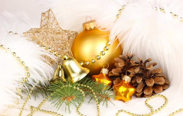 Picture stars, decoration, toys, ball, New Year, Christmas, gold, bells, Christmas, bumps, holidays, New Year, Christmas