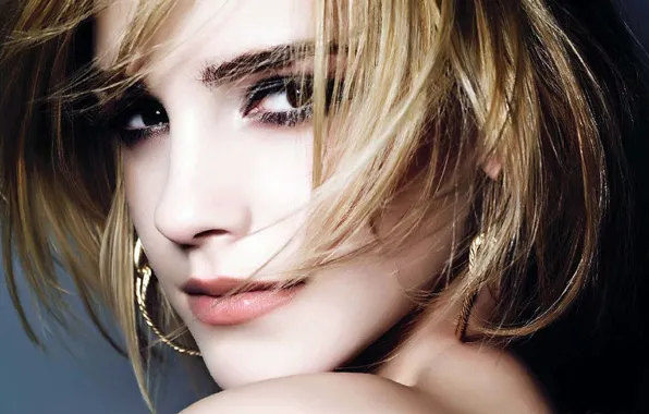 Picture look, face, hair, earrings, makeup, Emma Watson