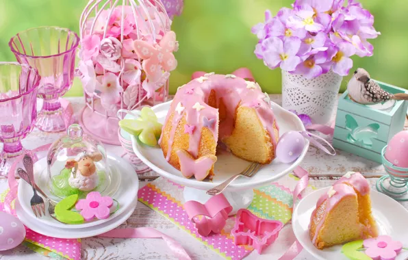 Picture flowers, eggs, spring, Easter, flowers, spring, cupcake, Easter, eggs, decoration, Happy