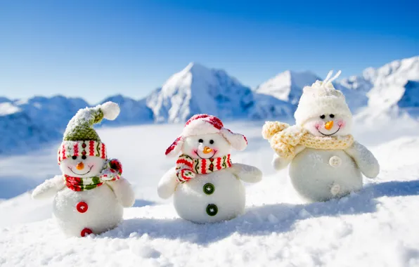 Picture New Year, Christmas, snowman, Christmas, winter, snow, snowman, Merry