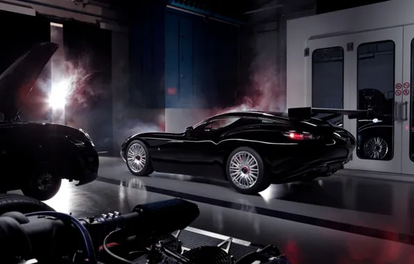 Picture machine, black, Maserati, smoke, wheel, spoiler, GranTurismo, Maserati, Zagato, Zagato, 2015