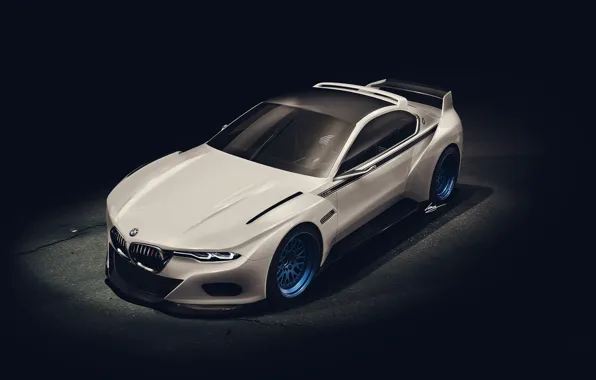 Picture white, art, BMW 3.0 CSL Tribute