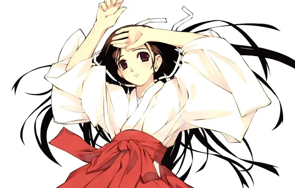 Picture white background, priestess, long hair, art, visual novel, murakami suigun, lilly whit