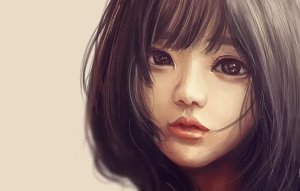 Picture girl, haircut, art, Asian, painting, eyes. look