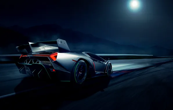 Picture movement, the moon, speed, Lamborghini, rear, Veneno