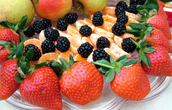 Picture berries, strawberry, fruit, BlackBerry, Mandarin